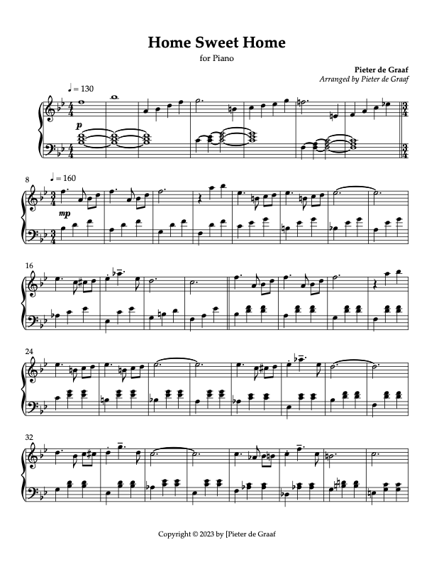 Home Sweet Home - Sheet Music